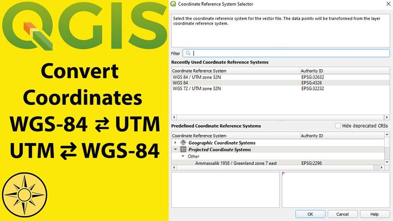 Convert WSG-84 and UTM coordinates using QGIS
