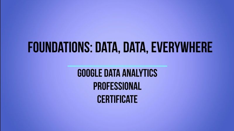 Google Data Analytics Professional Certificate, Course 1 Foundations Data Data Everywhere