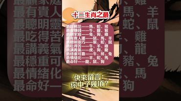 #十二生肖之最 #生肖性格 #命運密碼 #生肖排行榜
