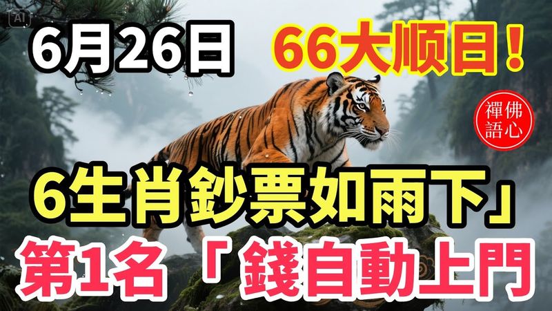 6月26日有偏財，66大顺！鈔票如雨下的生肖，第1名「 錢自動上門」#生肖 #財運 #運勢 #屬相 #風水 #命理