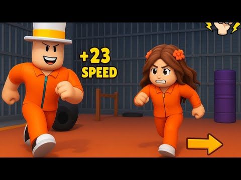 ПОБЕГ из ТЮРЬМЫ скорость +1 КАЖДУЮ СЕКУНДУ в РОБЛОКС! Папа и ПОДРУГА почти СБЕЖАЛИ но НЕТ!