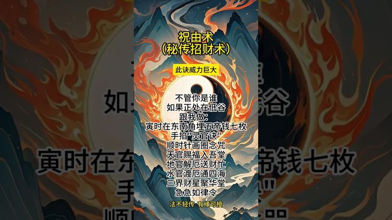 《秘传招财术》月光族！看过来！接了！转发！功德无量！#七天学祝由#祝由 #祝由十三科 #招财 #国学文化 #道家文化 #民间文化 #民间传说 #口诀 #玄学 #发财 #转运 #好运连连 #财运风水