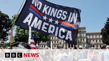 Mass protests against Trump across US as president holds huge military parade | BBC News