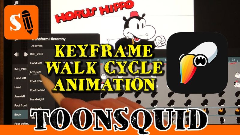 ToonSquid Walk Cycle with Keyframes and Transform Hierarchy