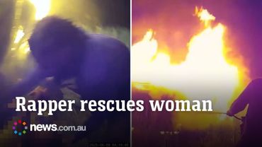 Rapper hailed hero after rescuing woman from burning car