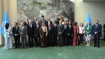 High level ministers take family photo at UN conference on two-state solution | AFP