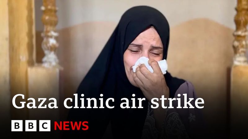 Israeli air strike kills 10 Gazan children waiting for aid | BBC News