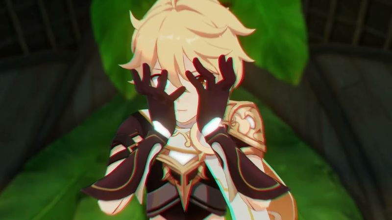 Lumine Looks Into A Cracked Mirror And Sees Aether