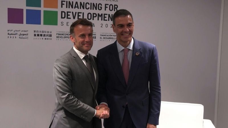 French President Macron meets with Spanish PM Sanchez in Seville | AFP