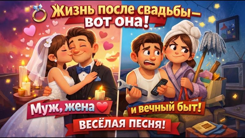 💍Жизнь после свадьбы — вот она! | 😂💖Муж, жена и вечный быт (Весёлая песня 2026)