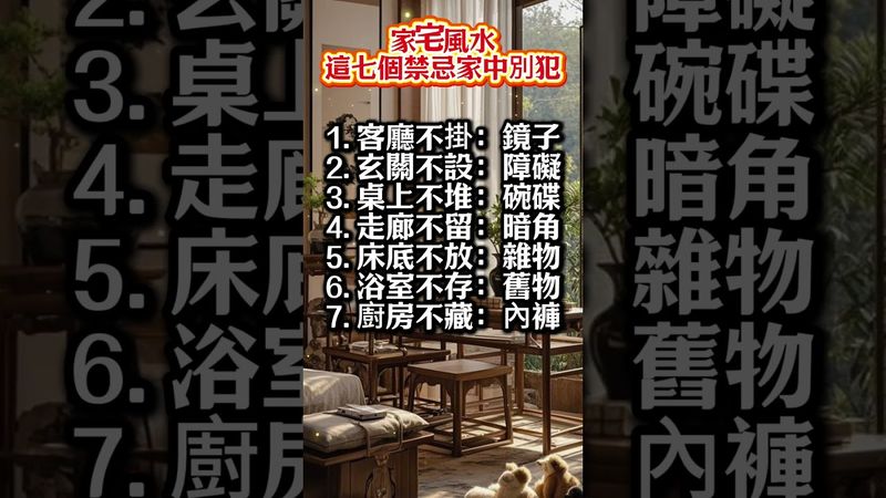 【家宅風水 這七個禁忌家中別犯】 #運勢 #風水 #玄學 #命理 #人生感悟 #易經 #老人言