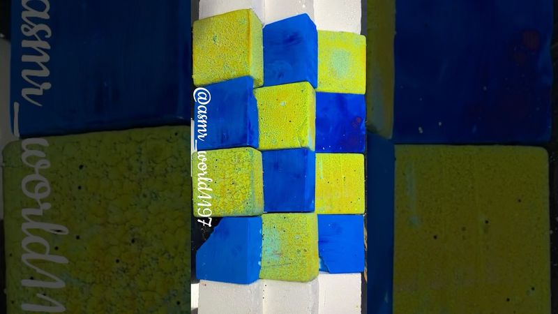 Blue Dyed and pasted blocks #crushingtime #slimevideos #relax #oddlysatisfying #satisfying #gymchalk