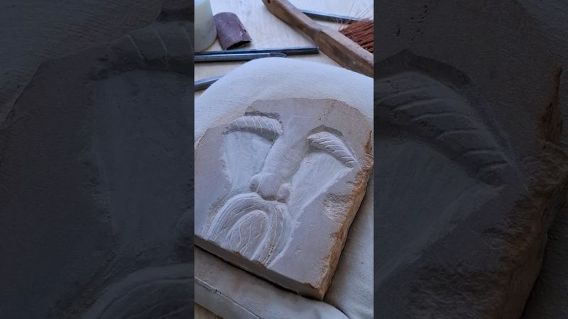 Carving a simple dwarven face #stonemason #asmr #craftsmanship #asmrvideo   #stonecarving