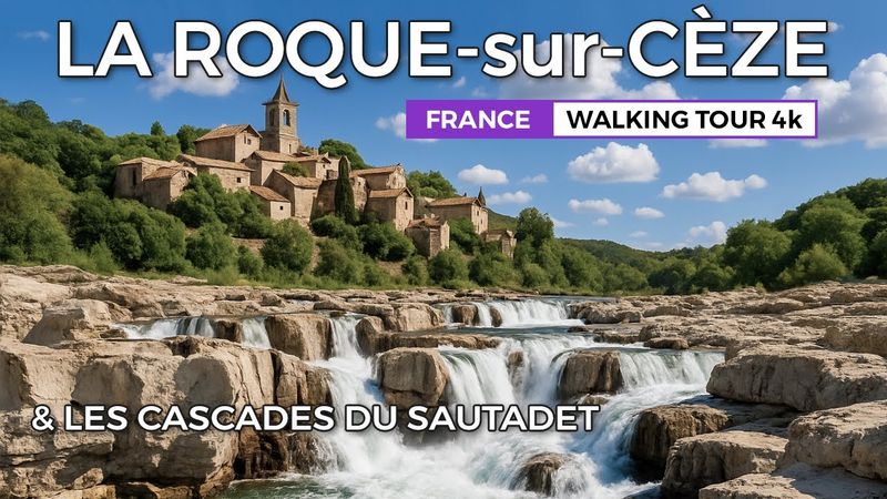 La Roque-sur-Cèze - Le village médiéval & les Cascades du Sautadet 🇫🇷 | Walking Tour 4K