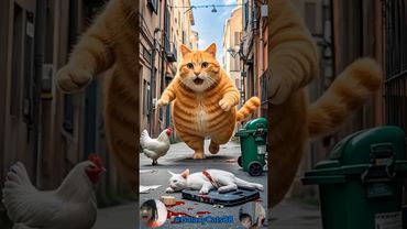 Fat orange cat helps injured kitten #shorts #cat #funny #cooking