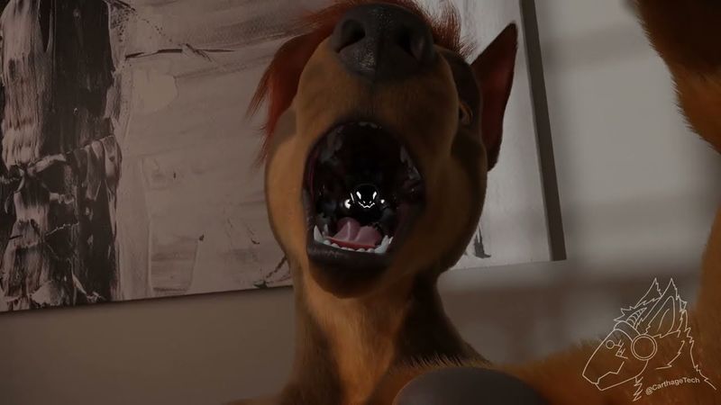 Furry female dog swallow a protogen. VORE (by untied verbeger)