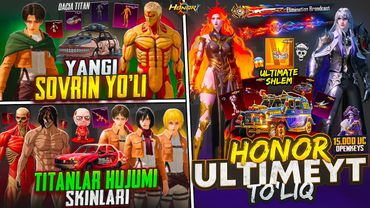 ⚡️ YANGI SOVRIN YO'LI - TITANLAR HUJUMI SKINLARI 😍 | HONOR ULTIMATE va M24 🥵 | OMADLI OPEN-KEYS 😎