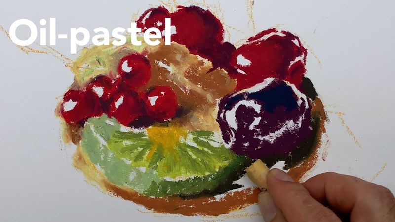 Oil Pastel Basics Guide / Fruit Tart (70-minute unedited video with drawing process and explanations
