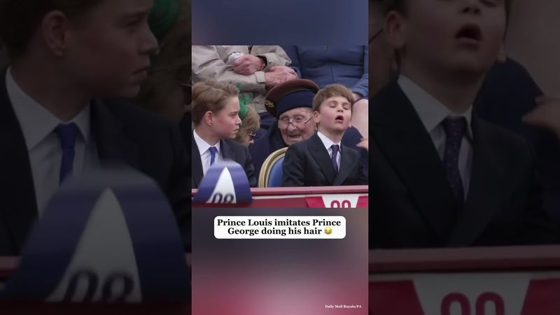 Prince Louis imitates Prince George doing his hair