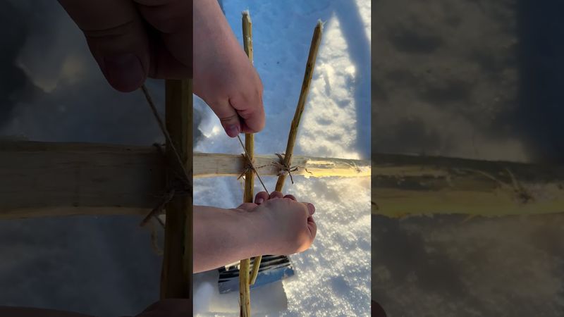 "Trout on Sticks: Mountains, Snow, and the Taste of Nature 🐟❄️"#outdoorcooking #cooking #fish #trout