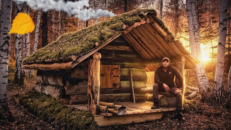 ПОСТРОИЛ ИЗБУ В ЛЕСУ И ЗАНОЧЕВАЛ В НЕЙ | ГЛУХАРИНАЯ ИЗБА СВОИМИ РУКАМИ от А до Я