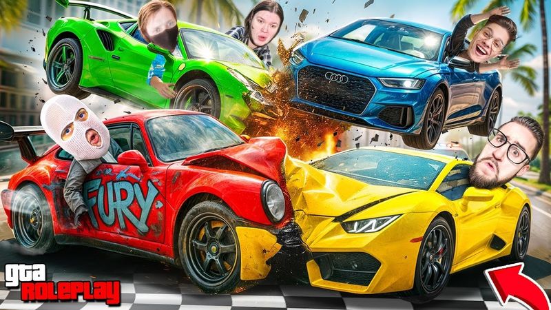 ОПАСНЫЕ ГОНКИ на ВЫБЫВАНИЕ! 5 УЧАСТНИКОВ vs 4 ИСПЫТАНИЯ vs 1 ПРИЗ! КТО ДОЙДЕТ ДО КОНЦА? (GTA 5 RP)