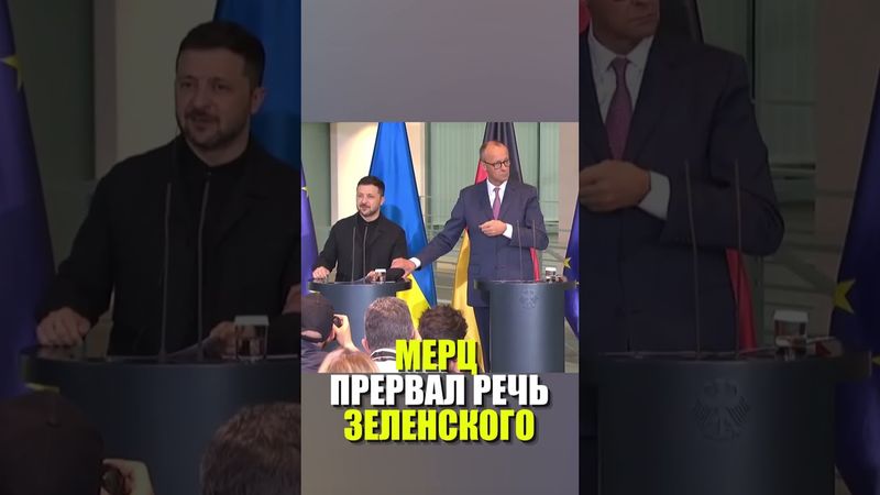 Мерц держит президента Украины во время речи