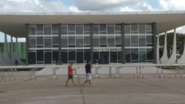 Images outside Brazil's Supreme Court as Bolsonaro, co-accused testify in coup trial | AFP