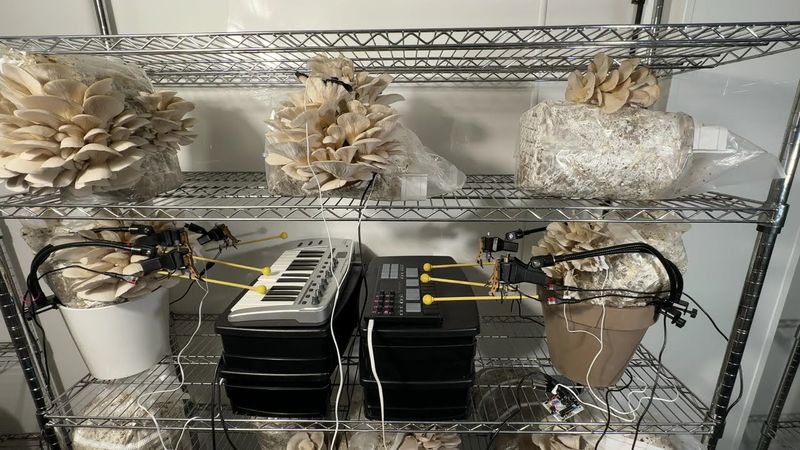 Mushroom Band Playing in the Mushroom Farm