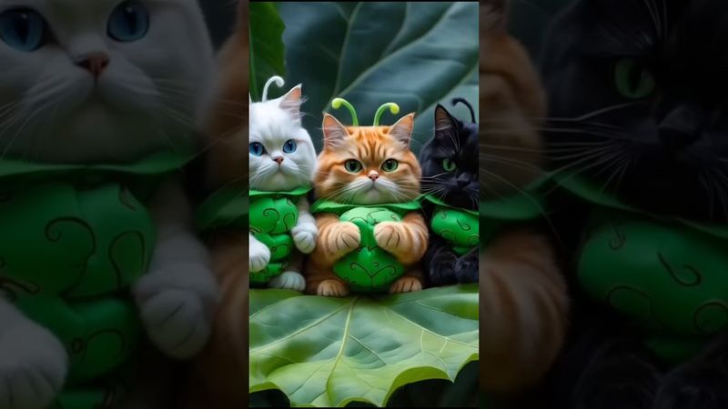 ASMR AI cats eating leaf #cat #shorts #asmr #catcooking #funny