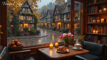 Otoño tranquilo con cálida música jazz 🍂 Suaves sonidos de lluvia y música jazz profunda