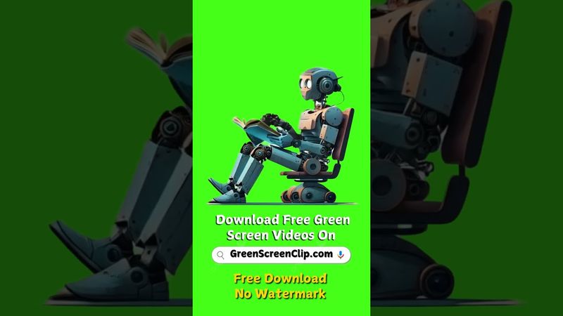 Robot Green Screen Video Effects | Robot Sitting and reading Book Green Screen | No Copyright