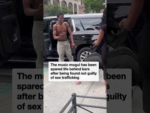 Diddy's sons celebrate outside court without a shirt on