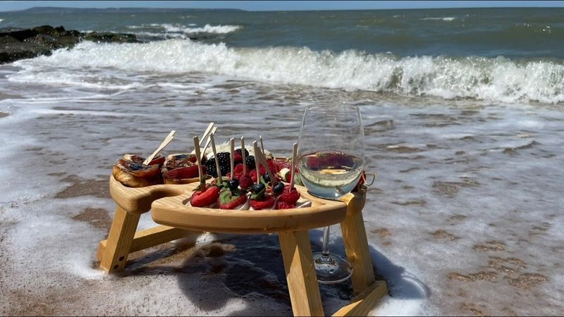 Delicious snacks by the sea. ASMR