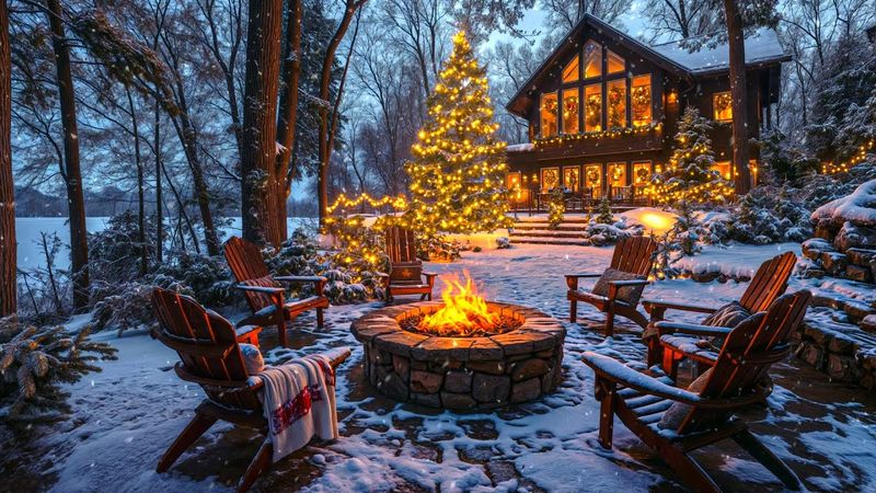 Cozy Christmas in a Winter Forest Cabin: Soft Snow Falling, Crackling Fire, and Relaxing Atmosphere