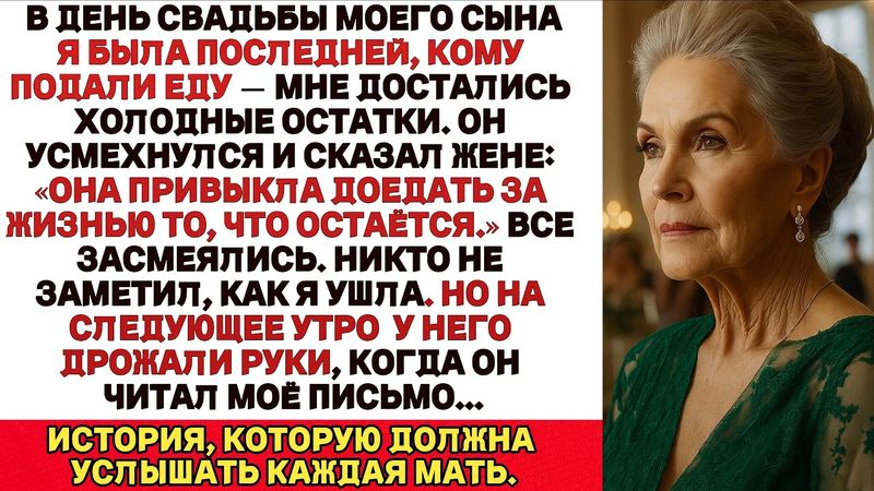 НА СВАДЬБЕ МОЕГО СЫНА МЕНЯ ОБСЛУЖИЛИ ПОСЛЕДНЕЙ — МНЕ ДОСТАЛИСЬ ХОЛОДНЫЕ ОСТАТКИ. И ТОГДА Я…