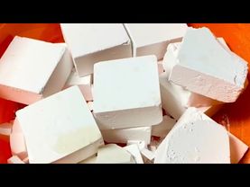 Orange Bucket of Fresh White Chalk Blocks Topped