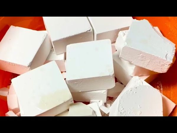 Orange Bucket of Fresh White Chalk Blocks Topped