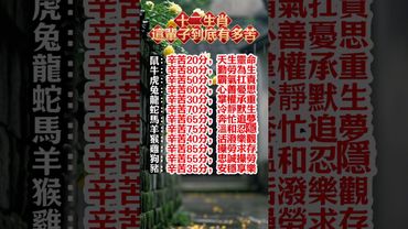 【十二生肖 這輩子到底有多苦】#生肖  #運勢  #玄學 #風水