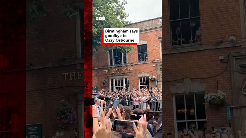 Ozzy Osbourne's cortege passes through Birmingham. #OzzyOsbourne #BBCNews