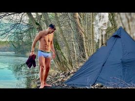 SOLO HOT Tent Camping on Ice Lake