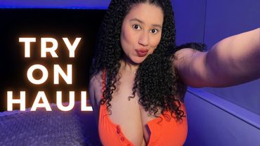 [4K] 36 F CUP 😱 TRYING A NEON SHIRT | Try On Haul | Miss Caramel Peach