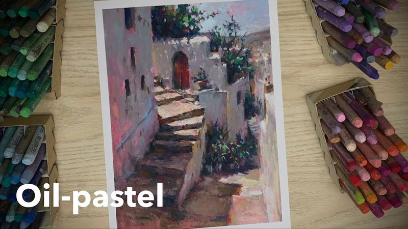 오일파스텔 / 햇살과 계단(그늘 속의 흰색 표현에 대한 이야기)