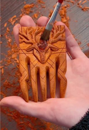 Padouk wood comb 🦌✨ #woodcraft #woodcarving #handmade #whimsigoth #co...