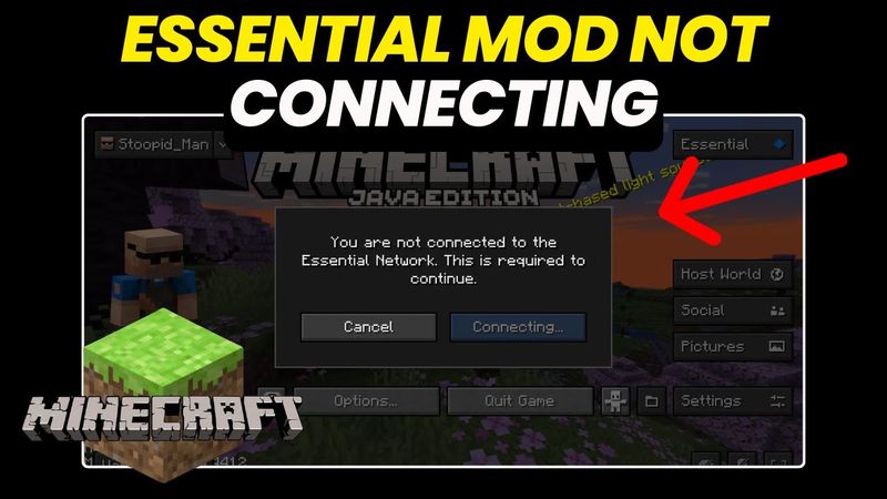 Correggi Minecraft Essential mod: errore di mancata connessione alla rete