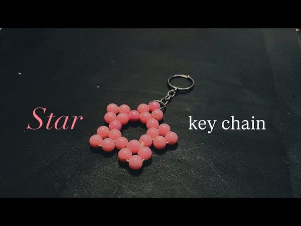 easy and simple tutorial of beaded star keychain ￼