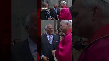 Pope Leo XIV shares a hug with his brother after Mass. #PopeLeo #Vatican #BBCNews