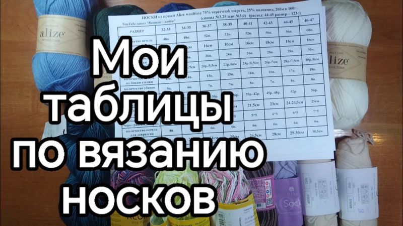 Мои таблицы по вязанию носков #носки #носочнаяпряжа