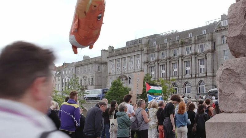 Hundreds in Aberdeen gather to protest visit of US President Donald Trump | AFP