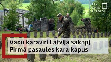 Vācu karavīri sakopj Pirmā pasaules kara vācu karavīru kapavietas Latgalē